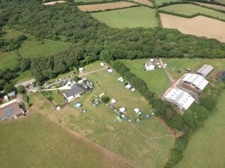 birds eye view of campsite