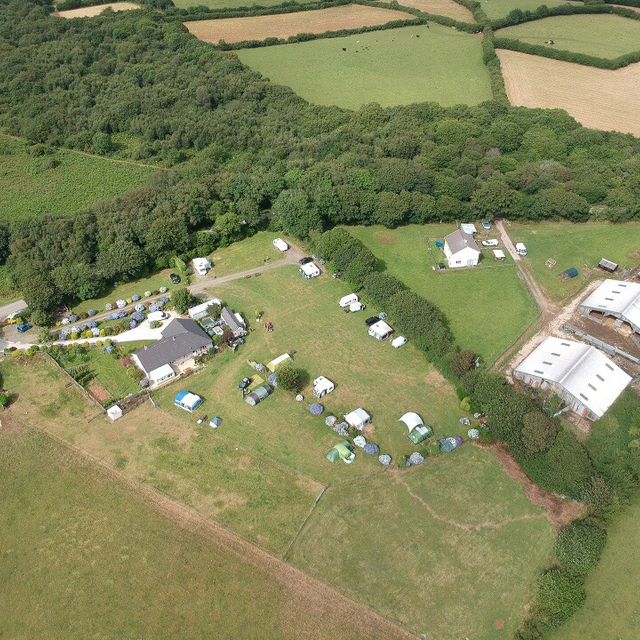 birds eye view of campsite